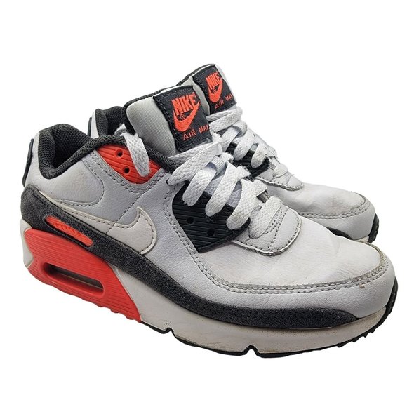 Nike Air Max 90 LTR GS Womens Size 5.5 Football Grey White Crimson CD6864-012